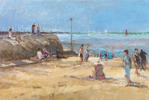 Morning on the Beach, La Rochelle. - from the 'Oils' collection by Jane Corsellis 