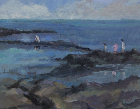 Children on the Rocks. - from the 'Oils' collection by Jane Corsellis 