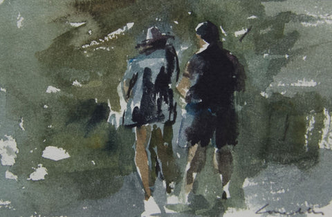 Chatting and Paddling - from the 'Watercolours' collection by Jane Corsellis 