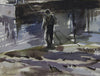 Fishing on the River Bank. - from the 'Watercolours' collection by Jane Corsellis 