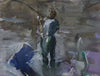 The Catch. Fishing at Strand on the Green. - from the 'Watercolours' collection by Jane Corsellis 