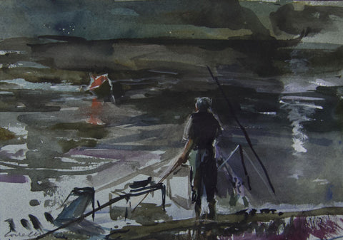 End of the Day's fishing. - from the 'Watercolours' collection by Jane Corsellis 