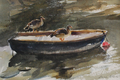 Egyptian Geese on the Boat from the 'Watercolour' collection by Jane Corsellis 