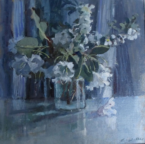 White Azaleas - from the 'Oils' collection by Jane Corsellis 