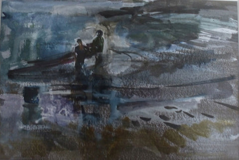 Surfers, Wales. - from the 'Watercolours' collection by Jane Corsellis 